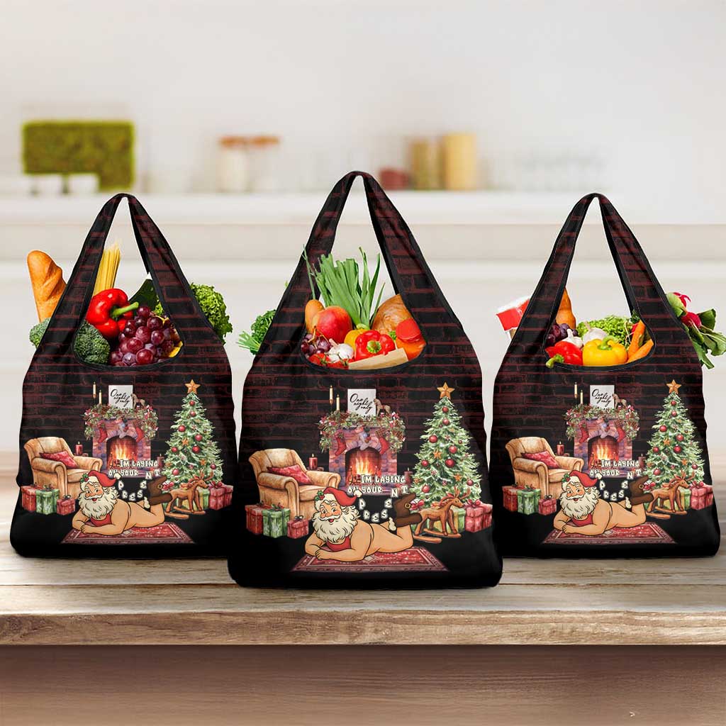 Funny Christmas Grocery Bag Naughty Santa Im Laying On Your Present - Wonder Print Shop