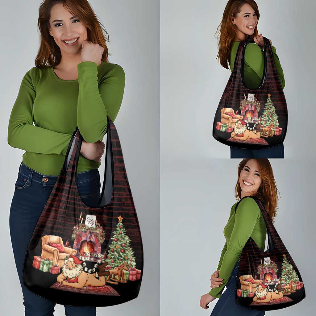 Funny Christmas Grocery Bag Naughty Santa Im Laying On Your Present - Wonder Print Shop