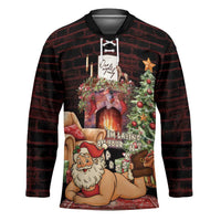 Funny Christmas Hockey Jersey Naughty Santa Im Laying On Your Present - Wonder Print Shop