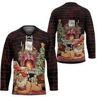 Funny Christmas Hockey Jersey Naughty Santa Im Laying On Your Present - Wonder Print Shop
