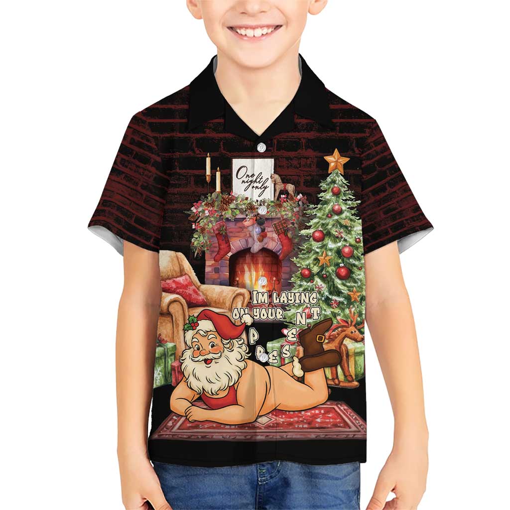 Funny Christmas Kid Hawaiian Shirt Naughty Santa Im Laying On Your Present - Wonder Print Shop