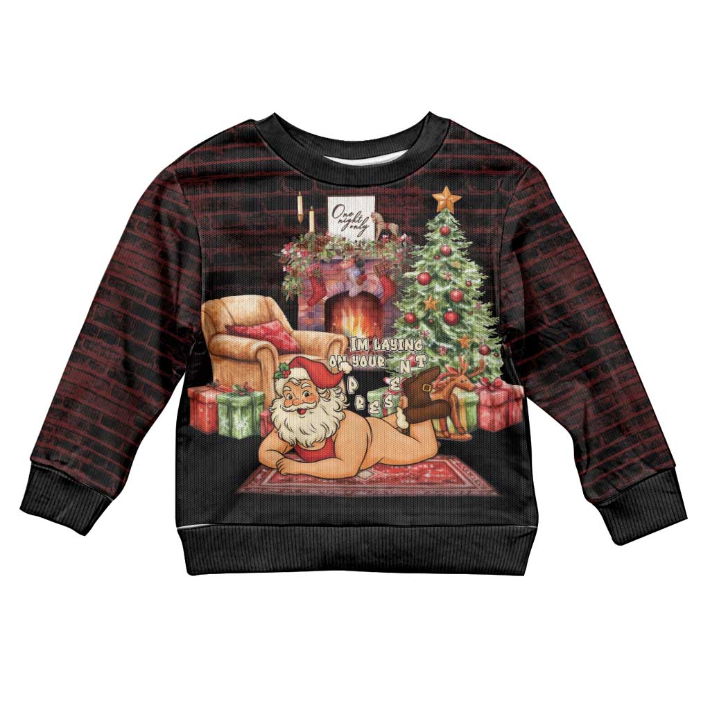 Funny Christmas Kid Ugly Christmas Sweater Naughty Santa Im Laying On Your Present - Wonder Print Shop