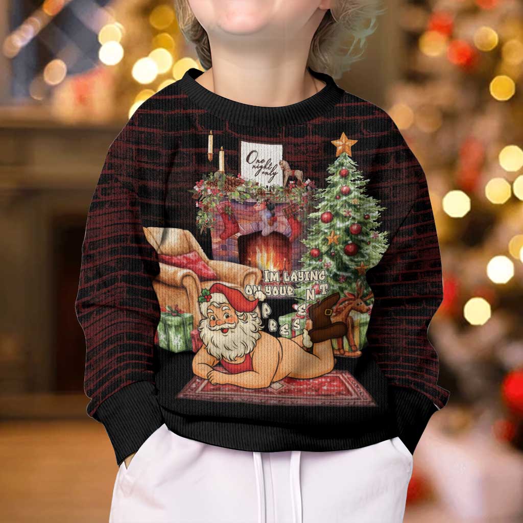 Funny Christmas Kid Ugly Christmas Sweater Naughty Santa Im Laying On Your Present - Wonder Print Shop