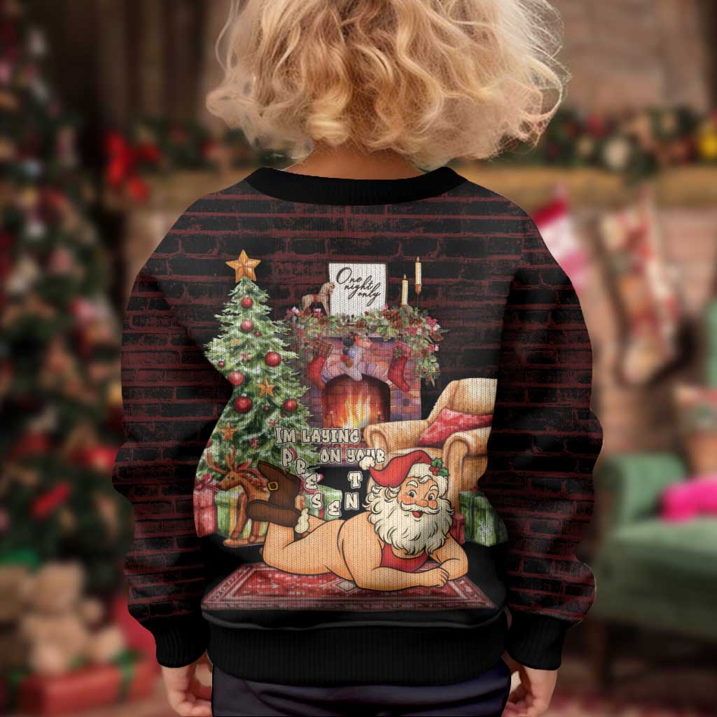 Funny Christmas Kid Ugly Christmas Sweater Naughty Santa Im Laying On Your Present - Wonder Print Shop
