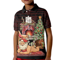 Funny Christmas Kid Polo Shirt Naughty Santa Im Laying On Your Present - Wonder Print Shop