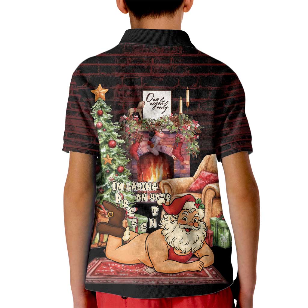 Funny Christmas Kid Polo Shirt Naughty Santa Im Laying On Your Present - Wonder Print Shop