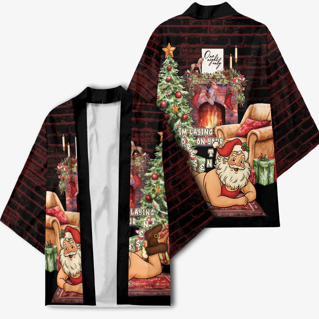 Funny Christmas Kimono Naughty Santa Im Laying On Your Present - Wonder Print Shop