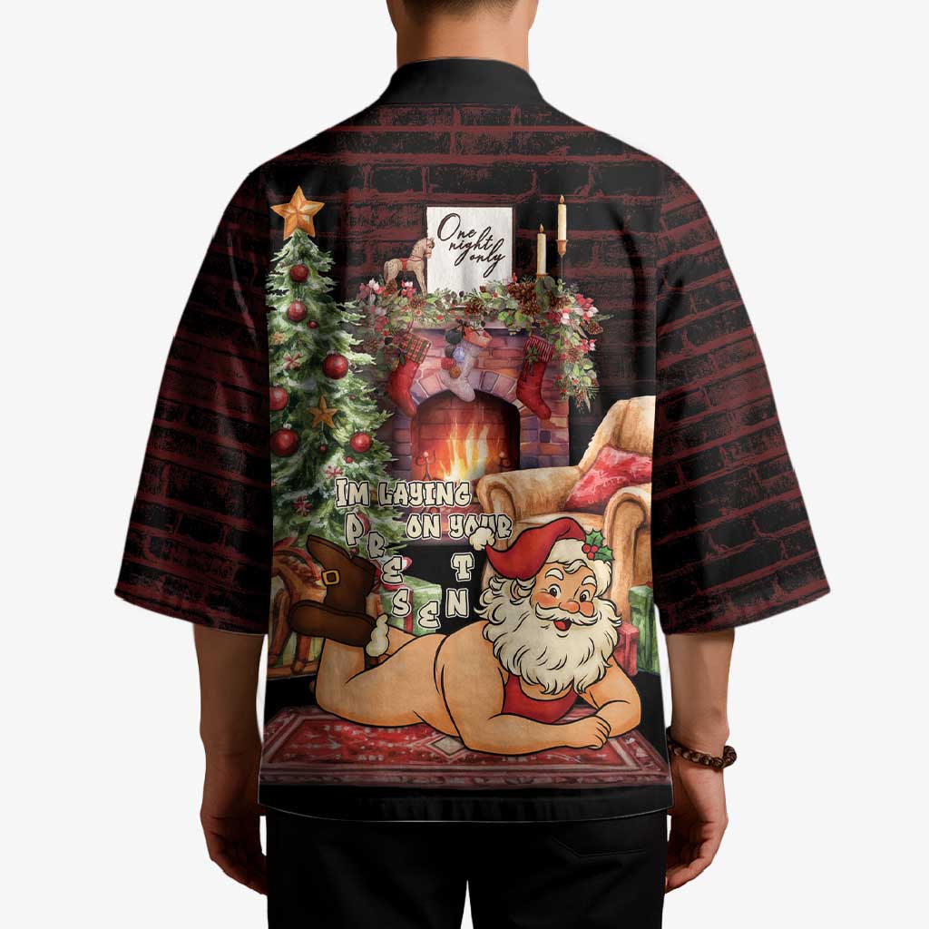 Funny Christmas Kimono Naughty Santa Im Laying On Your Present - Wonder Print Shop