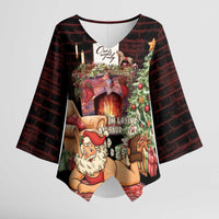Funny Christmas Kimono Sleeve Blouse Naughty Santa Im Laying On Your Present - Wonder Print Shop
