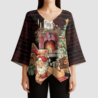 Funny Christmas Kimono Sleeve Blouse Naughty Santa Im Laying On Your Present - Wonder Print Shop