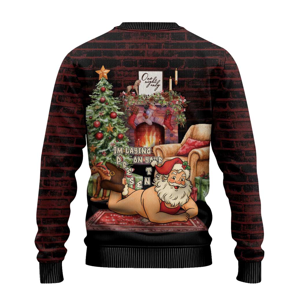 Funny Christmas Ugly Christmas Sweater Naughty Santa Im Laying On Your Present - Wonder Print Shop