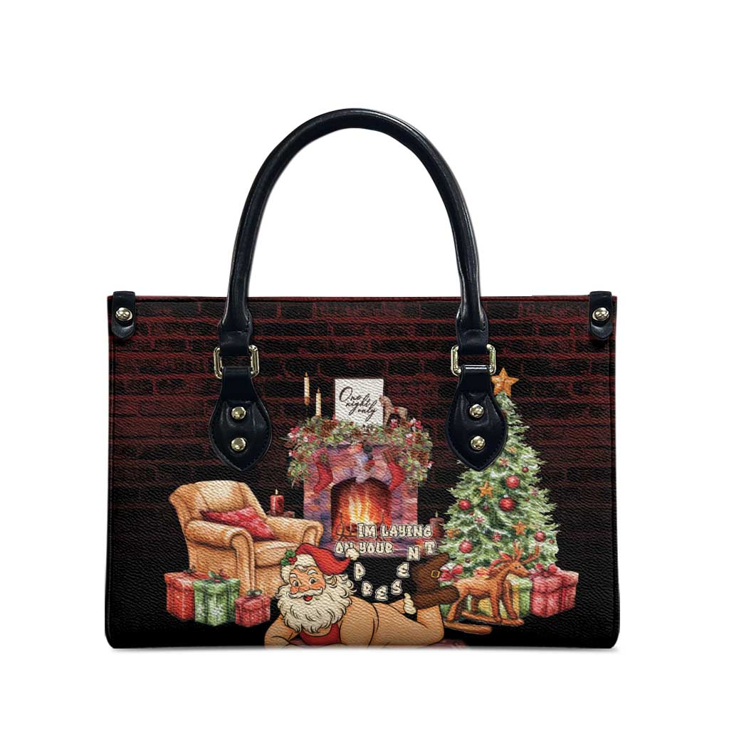 Funny Christmas Leather Bag Naughty Santa Im Laying On Your Present - Wonder Print Shop