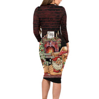 Funny Christmas Long Sleeve Bodycon Dress Naughty Santa Im Laying On Your Present - Wonder Print Shop
