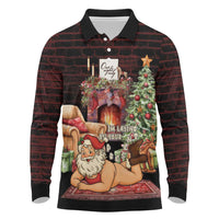 Funny Christmas Long Sleeve Polo Shirt Naughty Santa Im Laying On Your Present - Wonder Print Shop