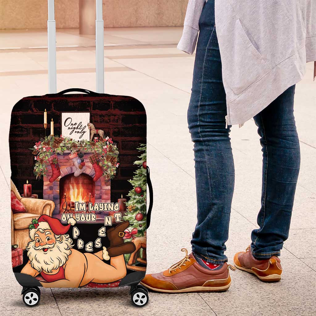 Funny Christmas Luggage Cover Naughty Santa Im Laying On Your Present - Wonder Print Shop