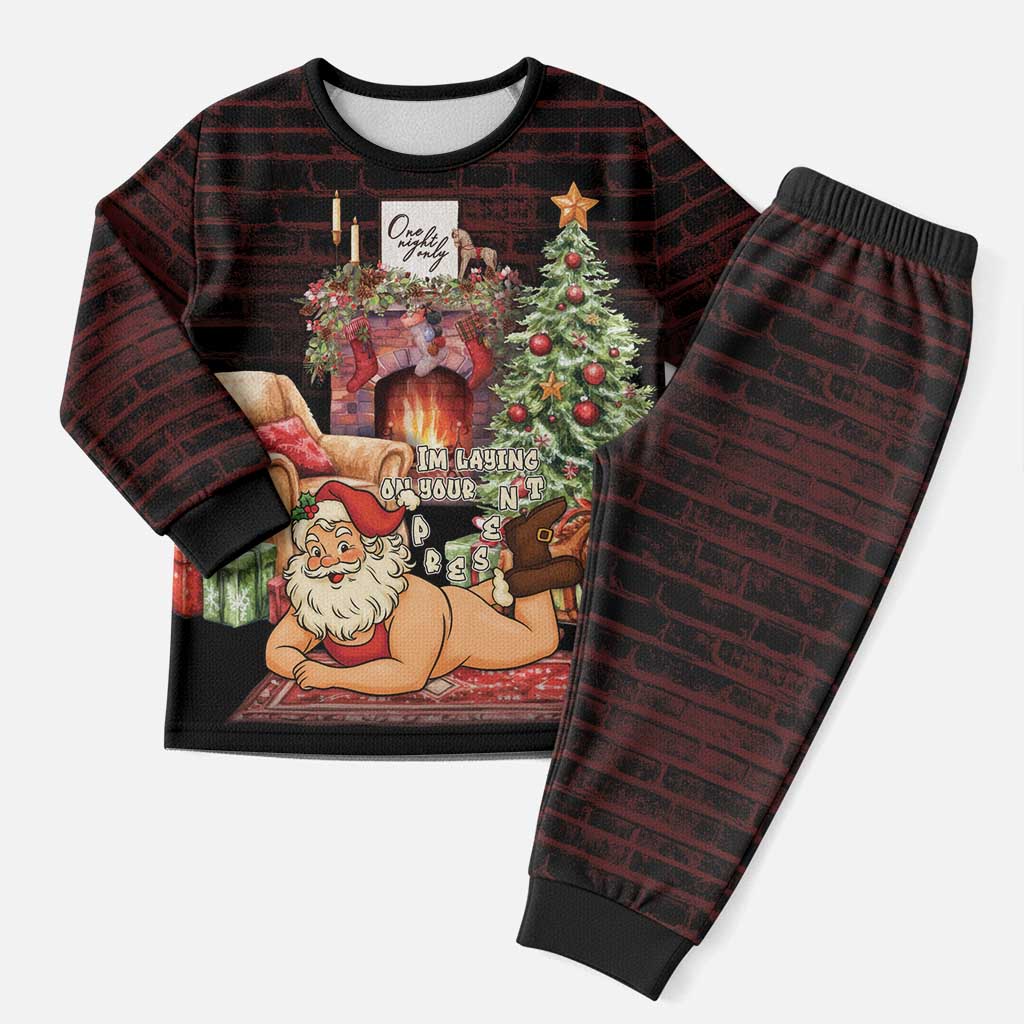 Funny Christmas Pajama Set Naughty Santa Im Laying On Your Present - Wonder Print Shop