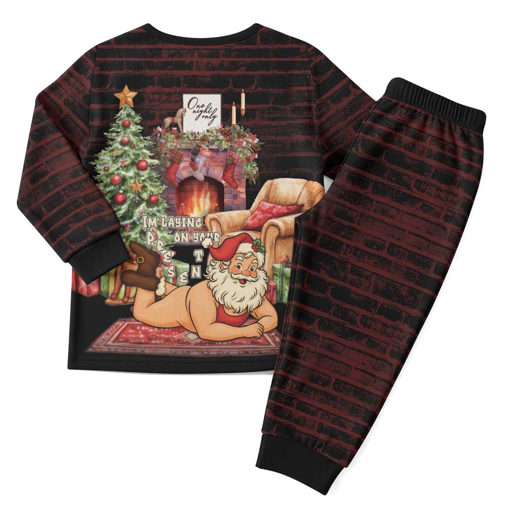 Funny Christmas Pajama Set Naughty Santa Im Laying On Your Present - Wonder Print Shop