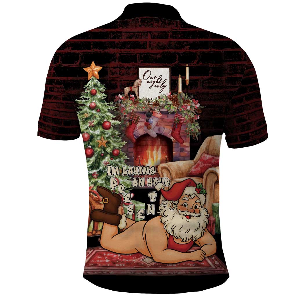 Funny Christmas Polo Shirt Naughty Santa Im Laying On Your Present - Wonder Print Shop