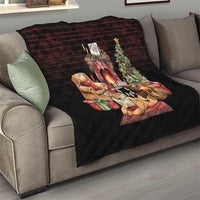 Funny Christmas Quilt Naughty Santa Im Laying On Your Present - Wonder Print Shop