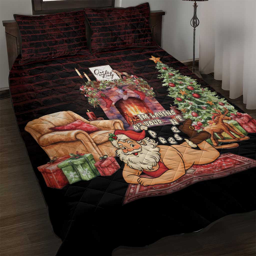 Funny Christmas Quilt Bed Set Naughty Santa Im Laying On Your Present - Wonder Print Shop