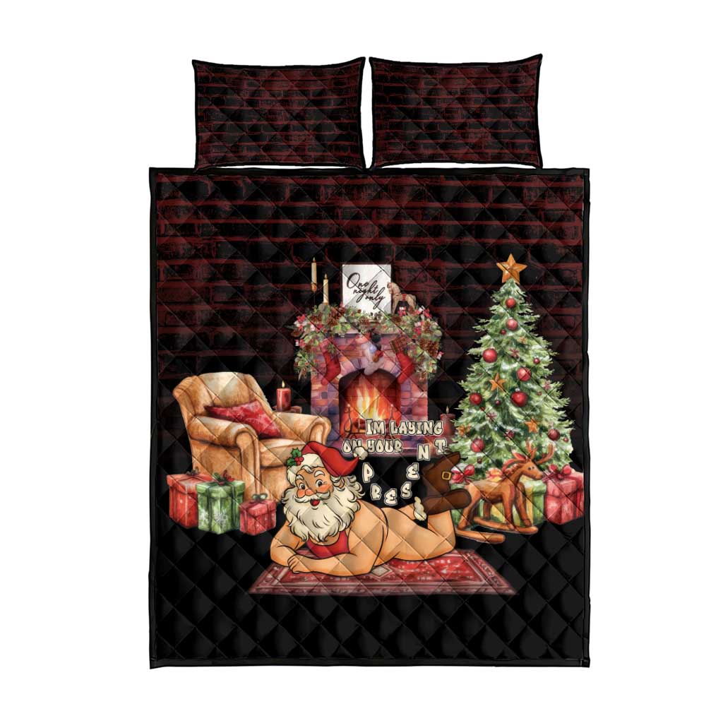 Funny Christmas Quilt Bed Set Naughty Santa Im Laying On Your Present - Wonder Print Shop