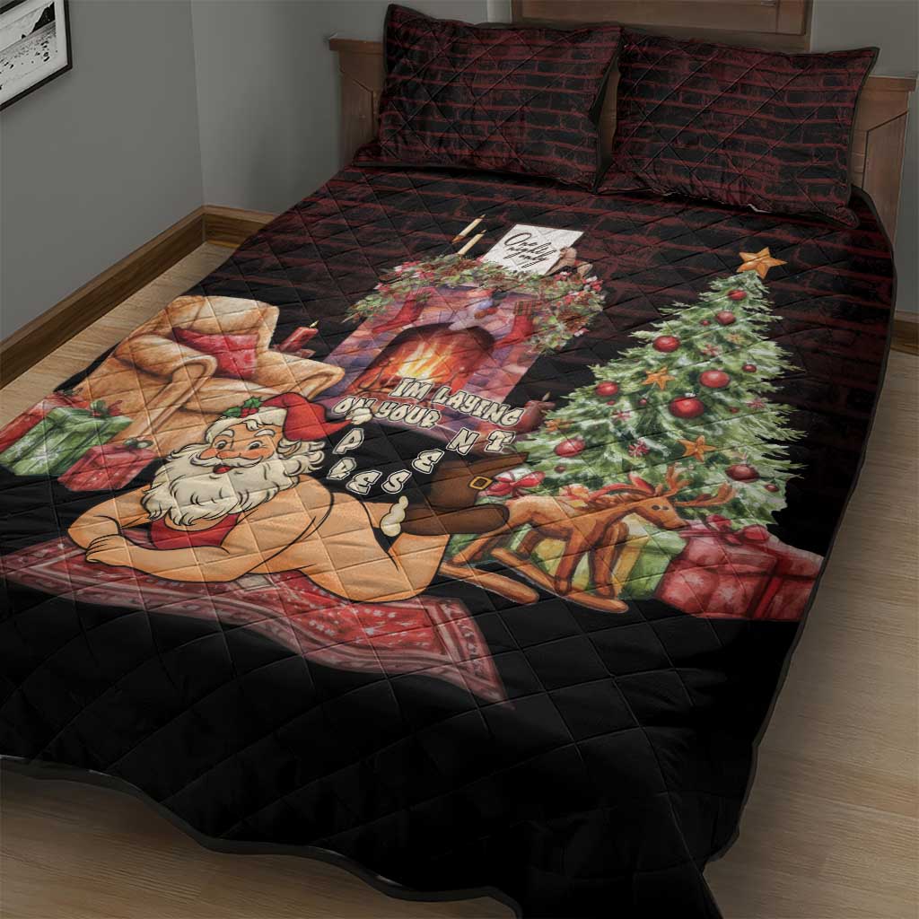 Funny Christmas Quilt Bed Set Naughty Santa Im Laying On Your Present - Wonder Print Shop