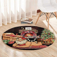 Funny Christmas Round Carpet Naughty Santa Im Laying On Your Present - Wonder Print Shop