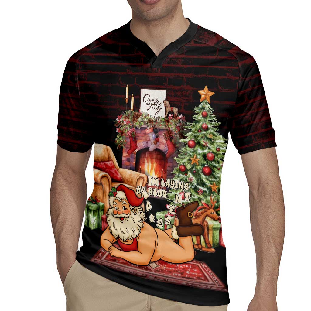 Funny Christmas Rugby Jersey Naughty Santa Im Laying On Your Present - Wonder Print Shop