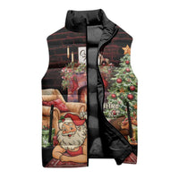 Funny Christmas Sleeveless Puffer Jacket Naughty Santa Im Laying On Your Present - Wonder Print Shop