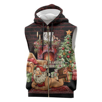 Funny Christmas Sleeveless Zip Hoodie Naughty Santa Im Laying On Your Present - Wonder Print Shop