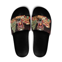 Funny Christmas Slide Sandals Naughty Santa Im Laying On Your Present - Wonder Print Shop