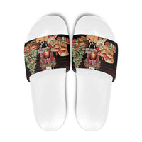 Funny Christmas Slide Sandals Naughty Santa Im Laying On Your Present - Wonder Print Shop