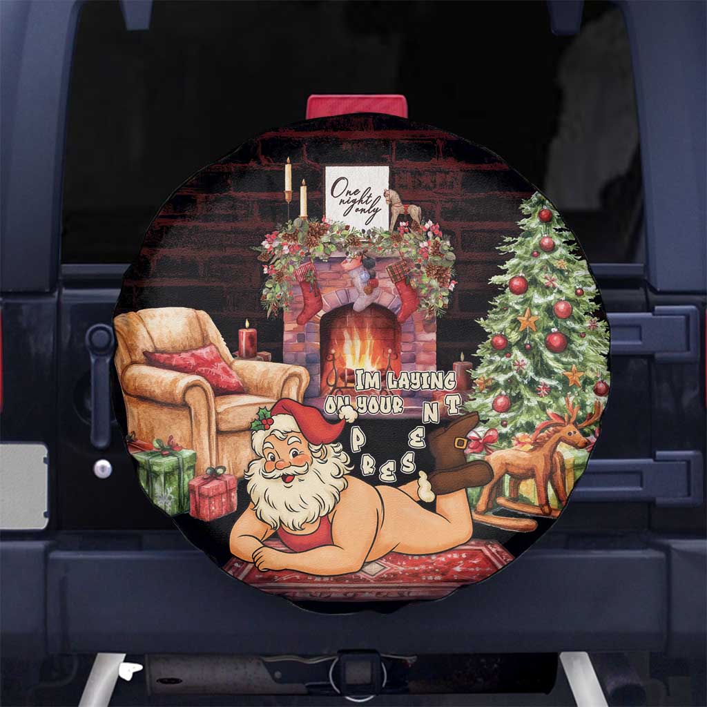 Funny Christmas Spare Tire Cover Naughty Santa Im Laying On Your Present - Wonder Print Shop