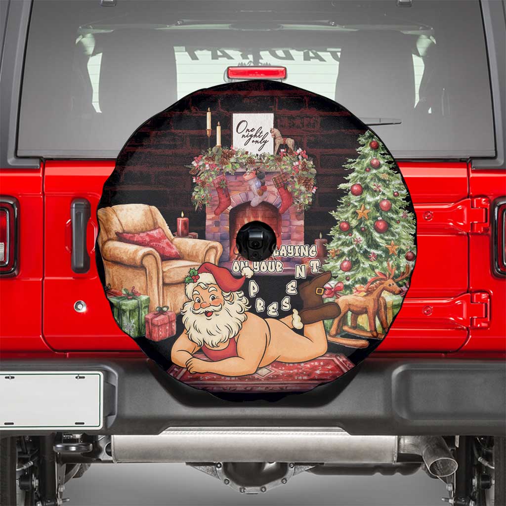 Funny Christmas Spare Tire Cover Naughty Santa Im Laying On Your Present - Wonder Print Shop