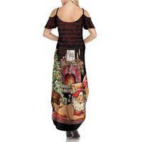 Funny Christmas Summer Maxi Dress Naughty Santa Im Laying On Your Present - Wonder Print Shop