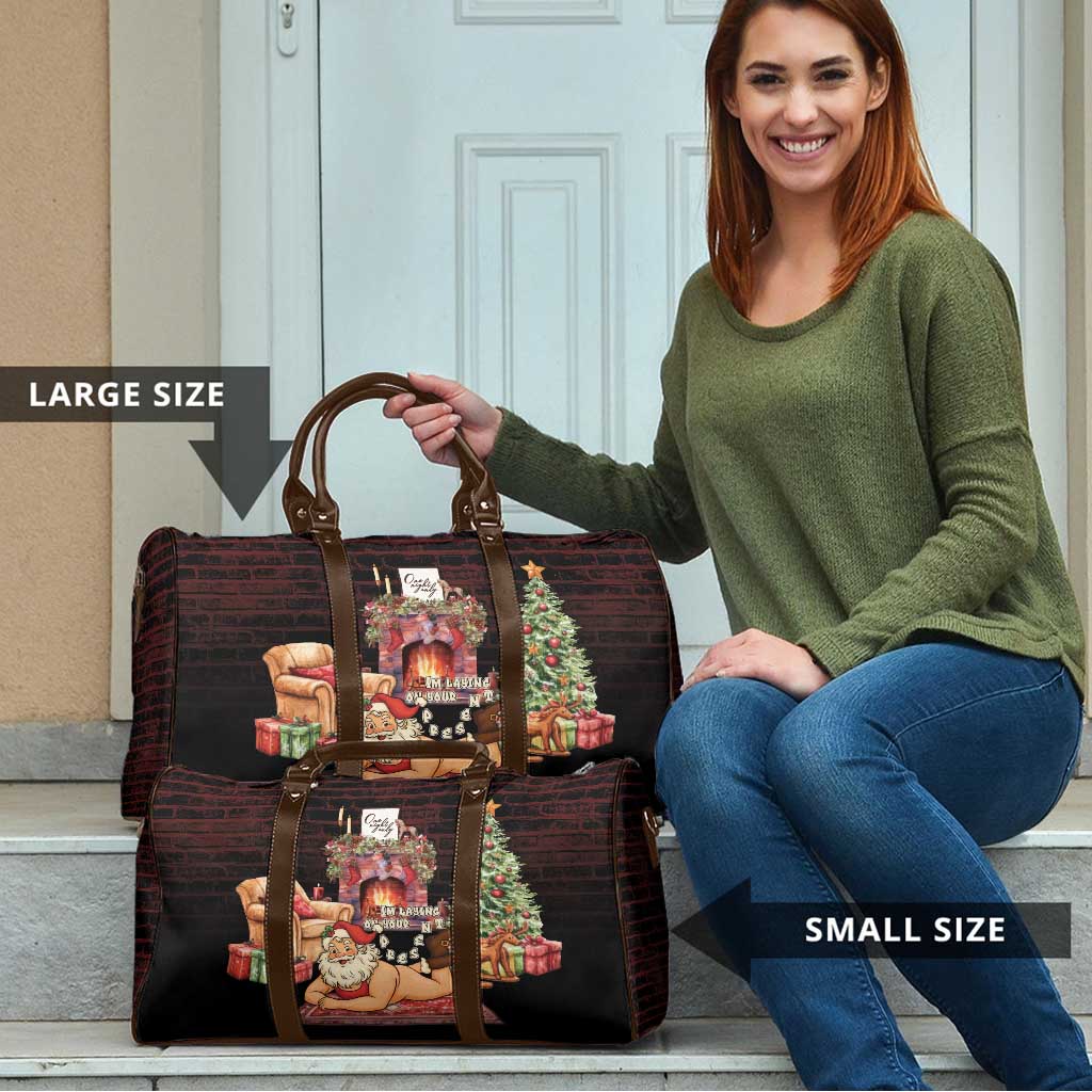Funny Christmas Travel Bag Naughty Santa Im Laying On Your Present - Wonder Print Shop