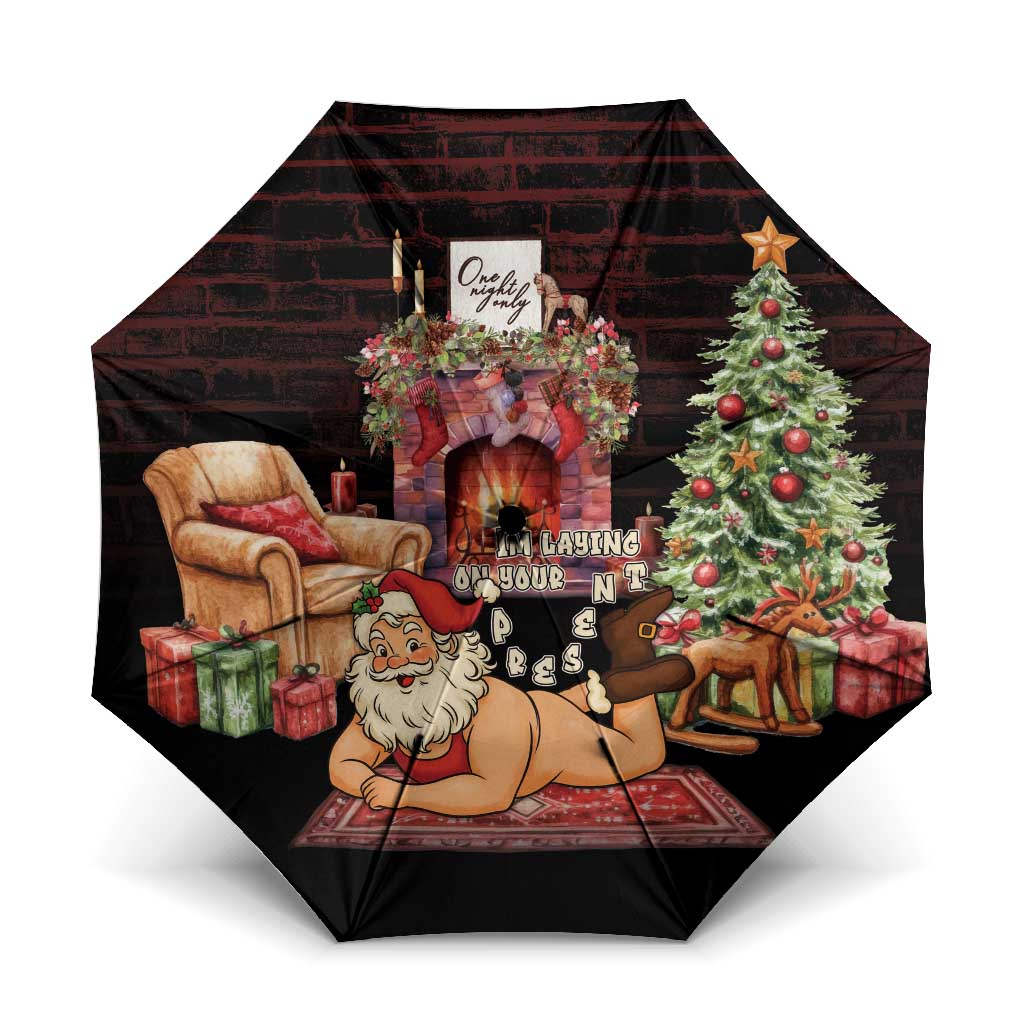 Funny Christmas Umbrella Naughty Santa Im Laying On Your Present - Wonder Print Shop