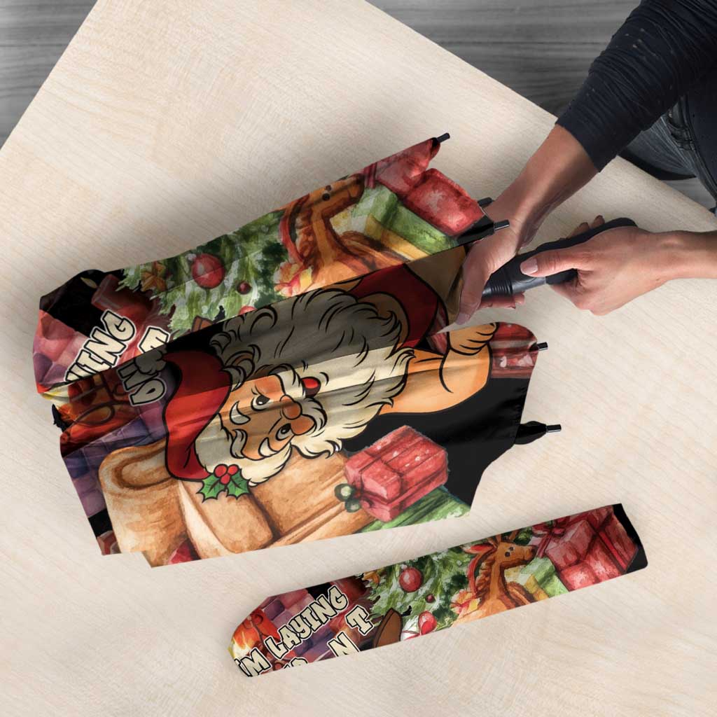 Funny Christmas Umbrella Naughty Santa Im Laying On Your Present - Wonder Print Shop