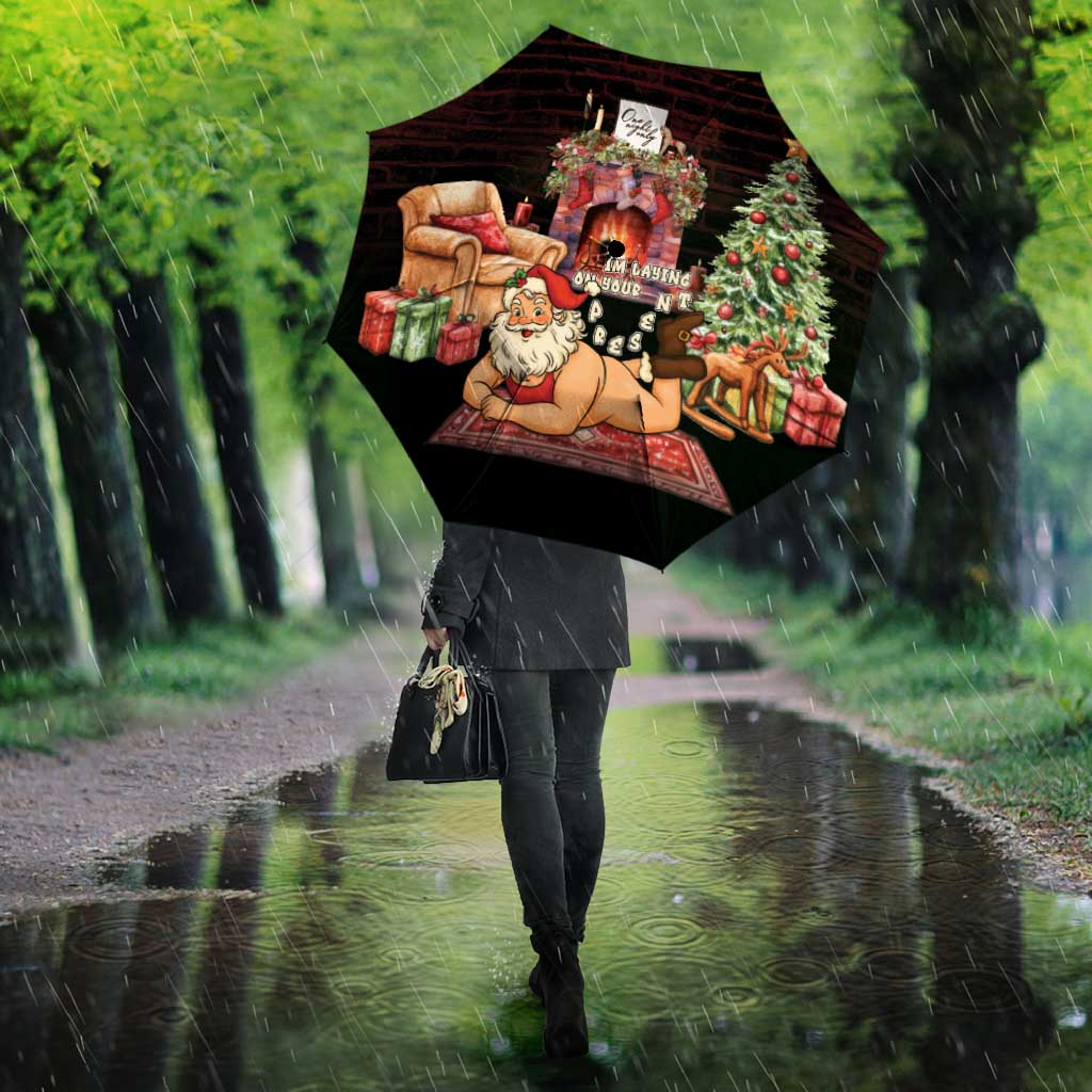 Funny Christmas Umbrella Naughty Santa Im Laying On Your Present - Wonder Print Shop