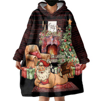 Funny Christmas Wearable Blanket Hoodie Naughty Santa Im Laying On Your Present - Wonder Print Shop