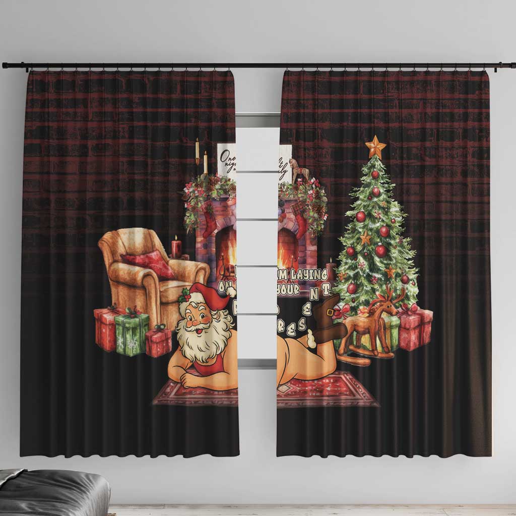 Funny Christmas Window Curtain Naughty Santa Im Laying On Your Present - Wonder Print Shop