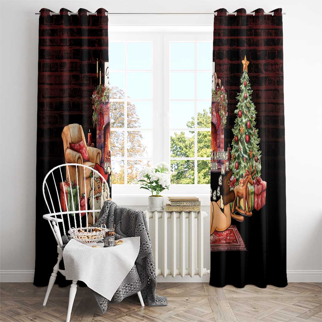 Funny Christmas Window Curtain Naughty Santa Im Laying On Your Present - Wonder Print Shop