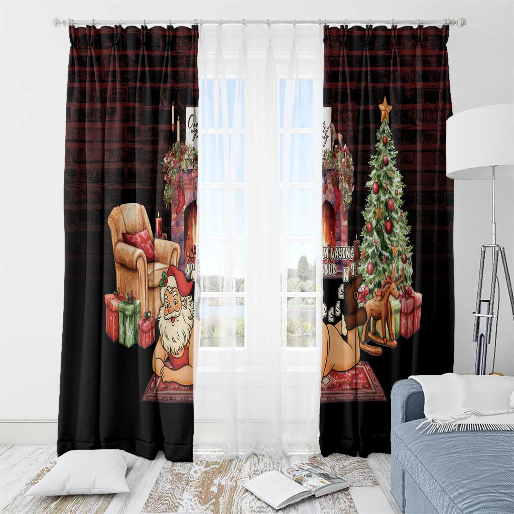 Funny Christmas Window Curtain Naughty Santa Im Laying On Your Present - Wonder Print Shop