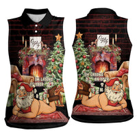 Funny Christmas Women Sleeveless Polo Shirt Naughty Santa Im Laying On Your Present - Wonder Print Shop