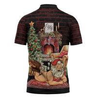 Funny Christmas Zipper Polo Shirt Naughty Santa Im Laying On Your Present - Wonder Print Shop