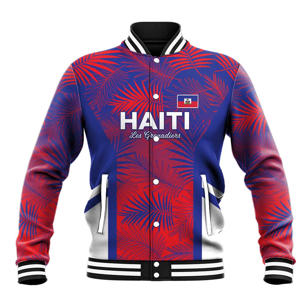 Custom Les Grenadiers Haiti Football Baseball Jacket Tropical Vibes - Wonder Print Shop