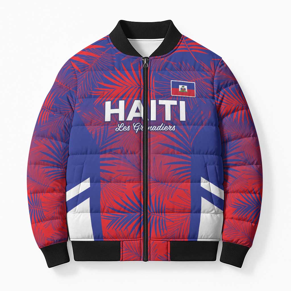 Custom Les Grenadiers Haiti Football Bomber Puffer Jacket Tropical Vibes - Wonder Print Shop