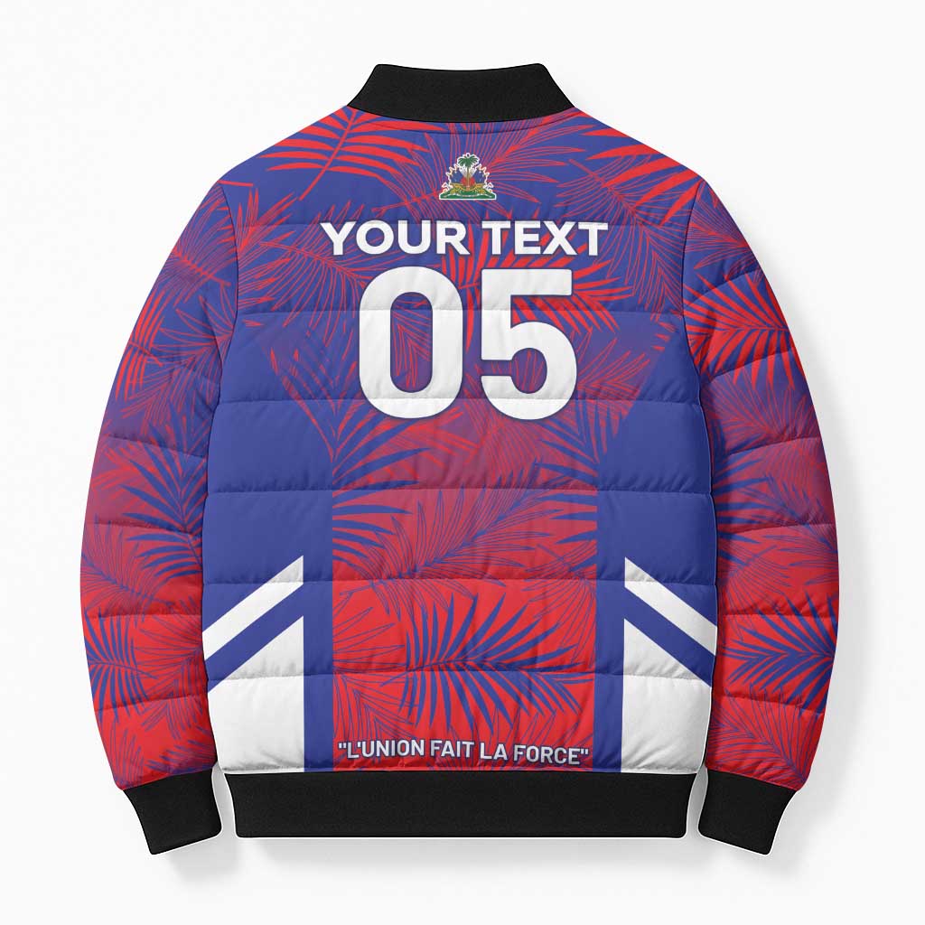Custom Les Grenadiers Haiti Football Bomber Puffer Jacket Tropical Vibes - Wonder Print Shop
