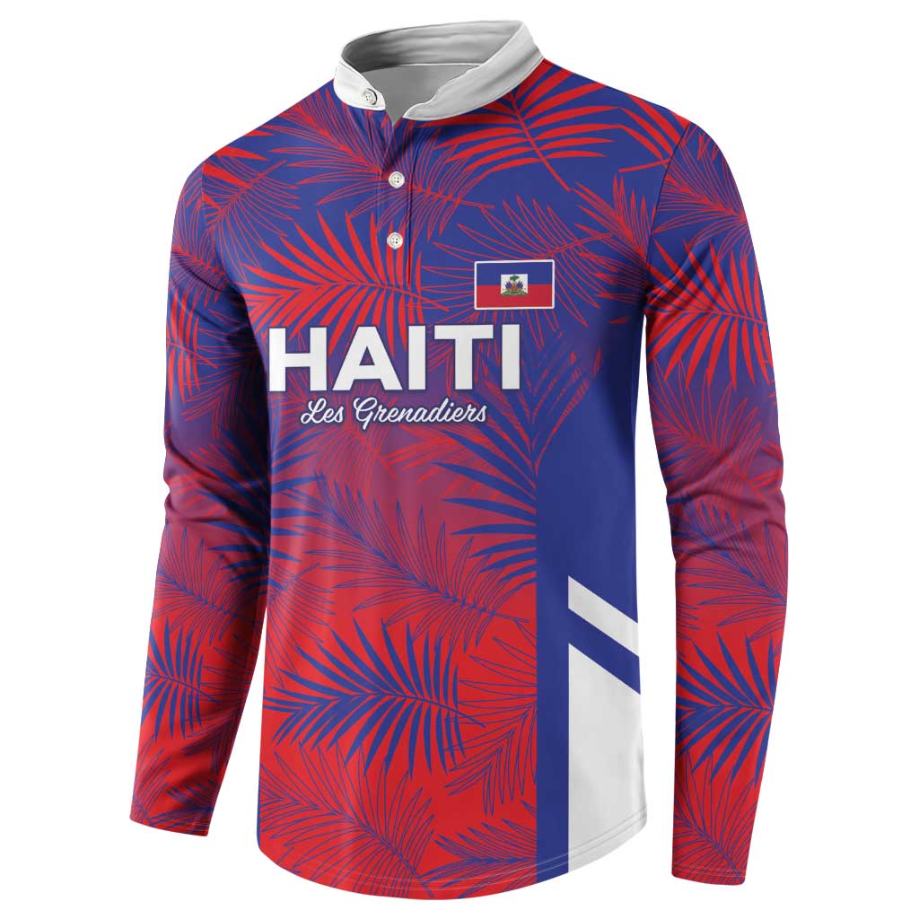 Custom Les Grenadiers Haiti Football Button Sweatshirt Tropical Vibes - Wonder Print Shop