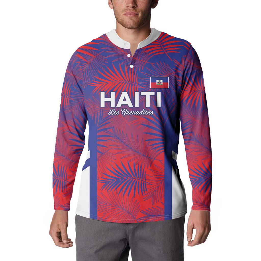 Custom Les Grenadiers Haiti Football Button Sweatshirt Tropical Vibes - Wonder Print Shop